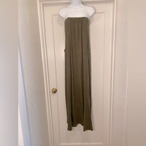 EUC Olive Green Free People FP Beach Strapless Cotton/Modal Maxi Dress or Skirt